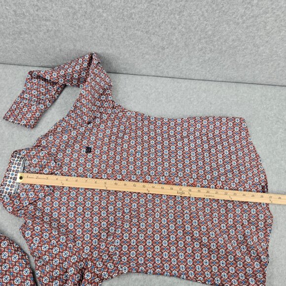 Cinch Womens Button Shirt Top Medium Long Sleeve Western Rodeo Geometric Orange - Picture 8 of 11